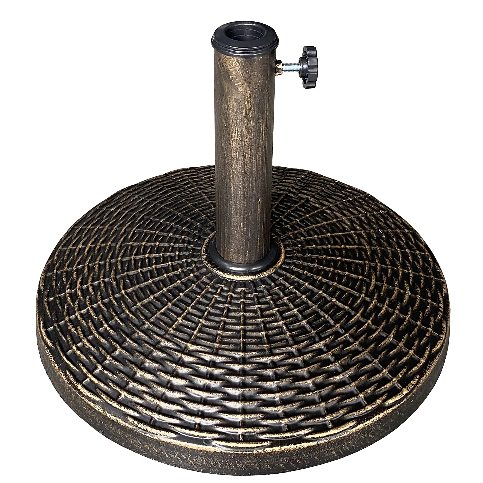 US Weight, 22 lb Bronze Cast Stone Umbrella Base, Shape Round, Model# FUB22BZ